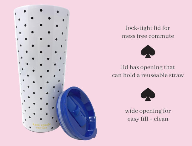 Kate Spade Stainless Steel 24oz "K" Coffee Cup
