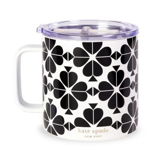 Kate Spade Stainless Steel Coffee Mug - Black Spade Flower