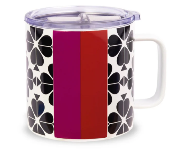 Kate Spade Stainless Steel Coffee Mug - Black Spade Flower