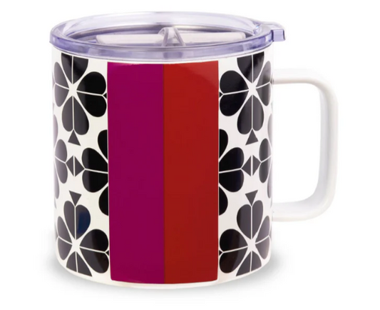 Kate Spade Stainless Steel Coffee Mug - Black Spade Flower
