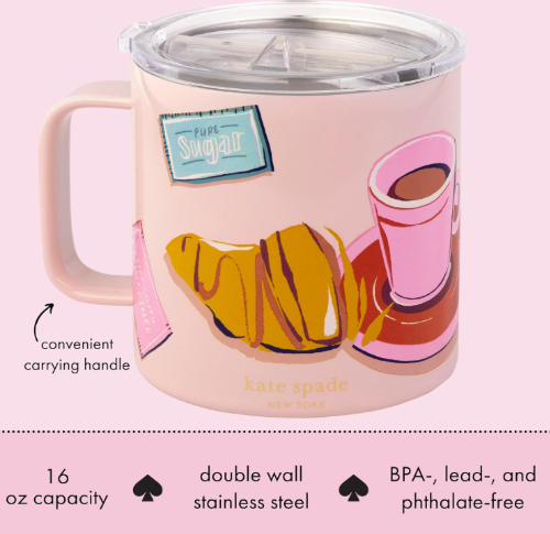 Kate Spade Stainless Steel Coffee Mug - Pink Sugar