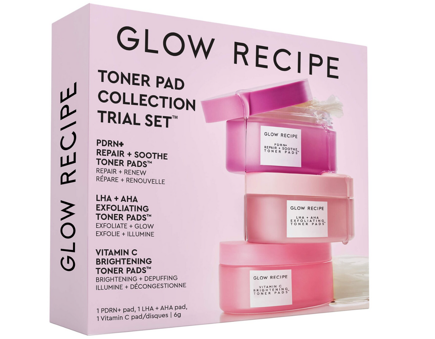 Glow Recipe  Korean Toner Pad Collection Gift Set for Pores, Dark Spots, and Skin Barrier Repair